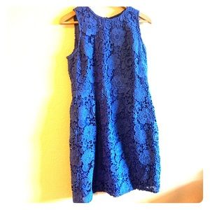 J Crew Brilliant blue sleeveless lace dress.